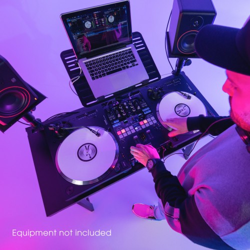 Gravity Stands DJ Desk with Adjustable Loudspeaker and Laptop Trays